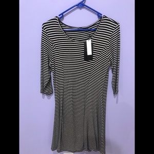 Striped Black and White Flouncy Dress
